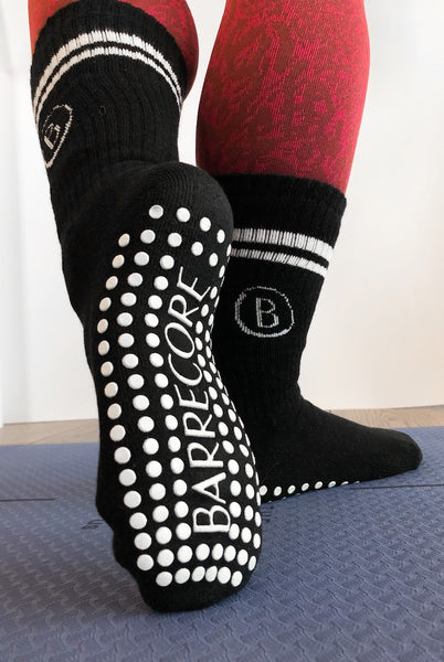 Barrecore Socks - "Barrecore" - Black with White Stripes - One Size